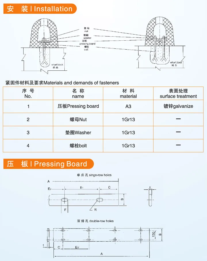 半圆型D型橡胶护舷